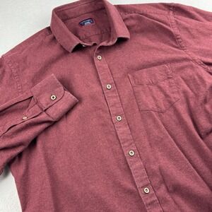 Untuckit Flannel Shirt Mens Xl Dark Red Burgundy Long Sleeve Button Up Cotton